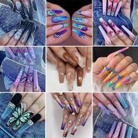 Ongles à presser de luxe à paillettes, forme amande, couvrance totale, pré-dessinés, style salon, longue durée, extensions d'ongles en plastique, 24 pièces