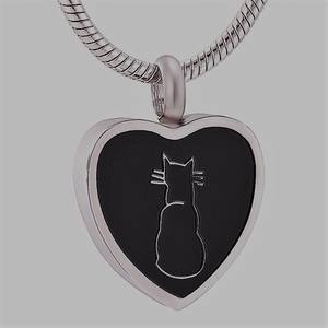 BIGGER ASHES CHAMBER Collar de acero inoxidable con colgante de corazón de gato esmaltado para cenizas, recuerdo funerario, regalo, joyería de recuerdo - Product Image 4