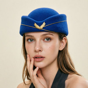 Gorra de Fieltro Personalizada al por Mayor para Azafatas, Elegante Sombrero Profesional para Mujer, Accesorios de Disfraces de Cosplay - Product Image 3