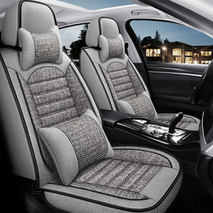 Coussin de siège de voiture en lin de luxe 12V fonctions de ventilation et de chauffage de refroidissement étanches en cuir PVC lin compatible - Product Image 2