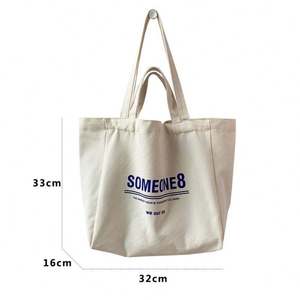 Bolsa de Mano de Lona con Logotipo Personalizado en Estilo Serif, Bolsa de Hombro de Algodón Reutilizable Ecológica para Mujer, Moda Diaria - Product Image 3