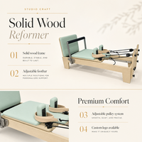 Vente directe usine : Ensemble Pilates Reformer en bois d'érable cinq pièces avec lit coulissant pour la maison, le yoga et les exercices corporels