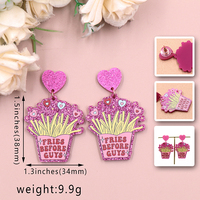 Ers840er1816 1 Paar Top Mode Cn Drop Frietjes Voor Jongens Schattige Valentijn Cadeau Acryl Glitter Oorbellen Sieraden Voor Vrouwen