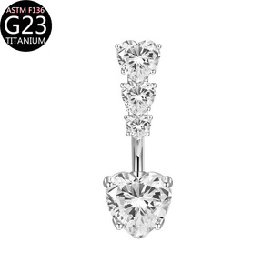 Commercio all'ingrosso ASTM F136 titanio G23 curvo bilanciere <span class=keywords><strong>ombelico</strong></span> <span class=keywords><strong>Piercing</strong></span>, 14G vendita calda ventre pulsante anello gioielli per le donne - Product Image 6