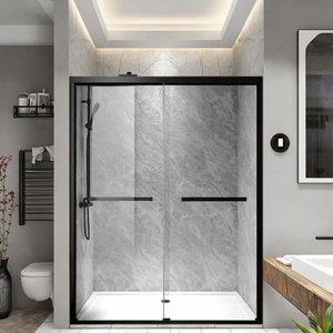 Supera 2025 Moderno Hotel Portatile Nero di Bypass Porta Slitta <span class=keywords><strong>Doccia</strong></span> con Telaio in Vetro temperato - Product Image 1