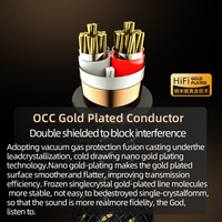 ATAUDIO OCC Câble de haut-parleur HIFi plaqué or Type Banana Y Prise plaquée or en fibre de carbone pour la connexion du moniteur de l'amplificateur de puissance