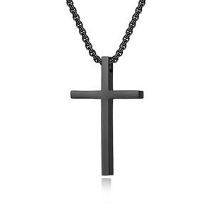 Collier Croix Simple et Tendance en Acier Inoxydable Personnalisable, Plaqué <span class=keywords><strong>Or</strong></span> PVD Argent et Noir, Pendentif Croix - Product Image 6