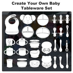 Juego de Vajilla de Silicona para Bebé 8 en 1 con Forma de Oso, Plato con Succión, Tazón con Cuchara y Tenedor, Regalo Educativo para Niños Pequeños, Venta al por Mayor - Product Image 2