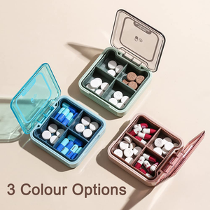 กล่องเก็บยาแบบพกพา 4 ช่องพลาสติก PP ป้องกันฝุ่นและความชื้น กล่องเก็บยา - Product Image 4