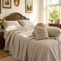 Parure de draps de luxe 4 pièces 100 % lin Oeko-TEX respirante et durable, literie douce toutes saisons pour les personnes ayant chaud la nuit, poches profondes de 16 pouces
