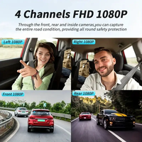 Dashcam Voiture Enregistreur Vidéo WiFi GPS Full HD 4 Objectifs*1080P Caméra de Tableau de Bord 360 Moniteur de Stationnement 24H Enregistreur en Boucle Vision Nocturne Boîte Noire