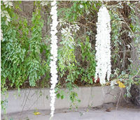 Guirlande de glycine artificielle L-338 en gros, arches de mariage, fleurs de vigne blanches, fleurs suspendues, glycine pour décoration de plafond