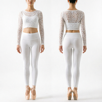 Hauts en maille pour femmes, t-shirts à manches longues, hauts courts rembourrés transparents pour le yoga et leggings, ensembles de vêtements de sport, tenues de yoga pour la salle de sport