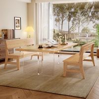 Table de salle à manger et chaises en bois de frêne acrylique, style Mid-Century Modern, durables, écologiques, grande taille, pour hôtel et villa