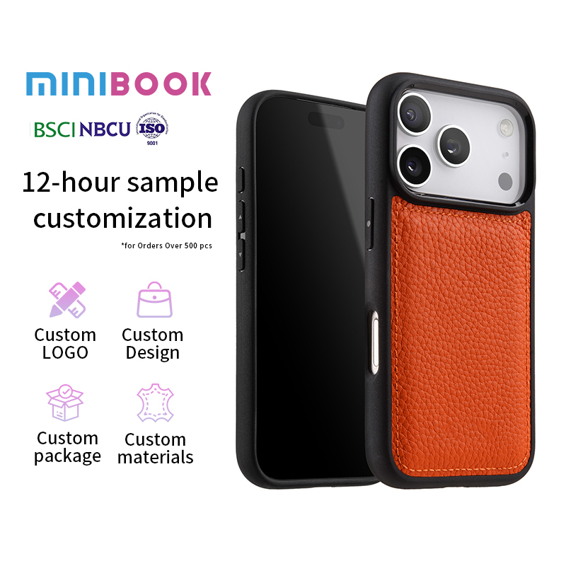 Minibook Genuine Leather Coated Phone for 17/16 /15 /14/13 Pro Max