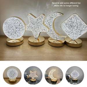 <b>Novelty</b> LED Desk <b>Lamp</b> Moon Star Rechargeable Metal Crystal Touch 3 Colors Night Light for Bedside Atmosphere Decor <b>Table</b> <b>Lamp</b> - Product Image 3