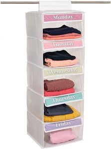 Organisateur de vêtements hebdomadaire à 5 étagères pour enfants, organisateur de vêtements scolaires pour enfants, organisateur de placard suspendu du lundi au vendredi, rangement - Product Image 3