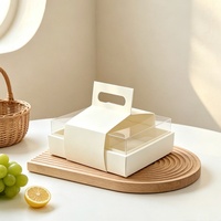 Boîte à gâteau carrée blanche en papier avec couvercle transparent