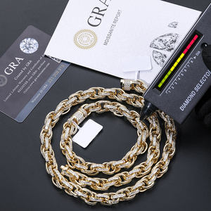 Nuova Collana a Catena Intrecciata con Diamanti Moissanite VVS Taglio Baguette, Gioielli Hip Hop da Uomo in Argento Sterling 925 da 10mm - Product Image 3
