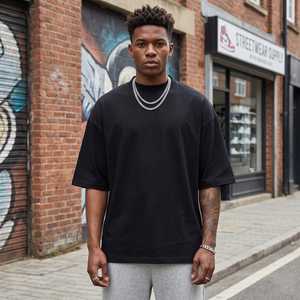 Wholesale Blank Solid Color Print T Shirt Heavyweight 100% Cotton Custom Logo Men Oversized Boxy fit Streetwear <b>Tees</b> 6655 - Product Image 2