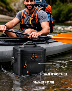 New Design Tarpaulin Letter Pattern Casual Portable Leak-Proof Insulated 24L Zipper Closure Cooler <b>Bag</b> Beach Beverage Travel - Product Image 5