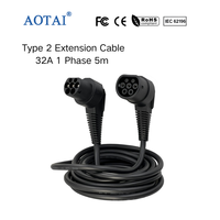 Câble d'extension AOTAI pour chargeur de VE Type 2 vers Type 2 avec prise J1772 et prise factice 32A monophasé 5m Neuf