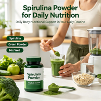 Poudre de spiruline pure, ingrédient naturel de complément nutritionnel vert, certifié Halal et FSSC, durée de conservation de 24 mois