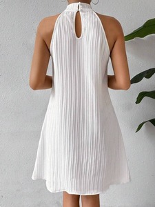 Nuovo Abito Corto da Donna Primavera/Estate 2026 Stile Occidentale con Collo all'Americana, Pieghe e Drappeggio <span class=keywords><strong>Incrociato</strong></span> - Product Image 6