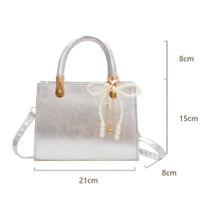 Bolso de mano informal de PU para mujer, gran capacidad, cierre de cremallera cuadrado, estilo moderno de poliéster para mujer - Product Image 6
