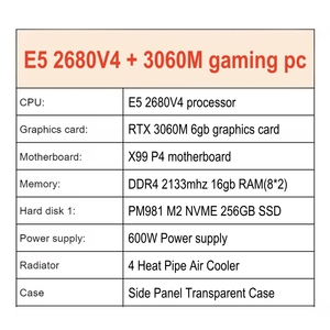 OEM Tempered Glass trường hợp X99 + 3060M chơi game PC trường hợp ATX chơi game máy tính để bàn máy tính trường hợp xây dựng lại máy tính để bàn chơi game PC trắng PC tủ - Product Image 2