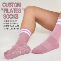 Chaussettes de Pilates et de Yoga Professionnelles Personnalisables Antidérapantes Respirantes Écologiques pour Femmes - Spandex/Nylon/Coton avec Revers Automnal au Bas du Pied