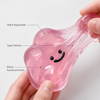 Jouet anti-stress Smiley en TPR souple, balle à presser translucide rose, jouets sensoriels mignons pour adultes