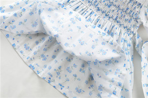 Vestidos de Verano para Niñas con Estampado Floral, Vestido Tipo Frock Azul Cielo, Ropa Infantil Casual Vintage al por Mayor, B114313 - Product Image 6