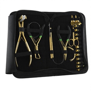 Kit de herramientas de extensión de pelo de acero inoxidable al por mayor incluye mini tijera de corte de hilo removedor de microperlas alicates gancho de tracción - Product Image 1