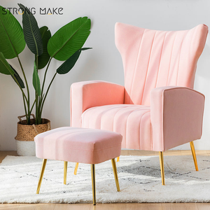 Designer Lounge <strong>Chair</strong> Modern Leisure Hotel Poltronas Velvet Fabric Living Room Furniture Sofa Relaxing <strong>Single</strong> <strong>Arm</strong> <strong>Chair</strong> - Product Image 4