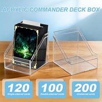 Boîte de rangement pour cartes Commander en acrylique, capacité 100+ cartes sous étui, transparente, anti-UV, pour cartes MTG, TCG, cartes sportives, étuis de présentation