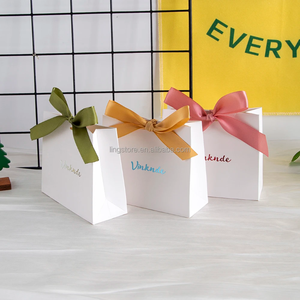 11.5x4.5x10cm Customized Cute White DIY Candy Bag Folded Paper Package Bags With Smooth Ribbon <b>Bow</b> Jewelry <b>Holder</b> - Product Image 5
