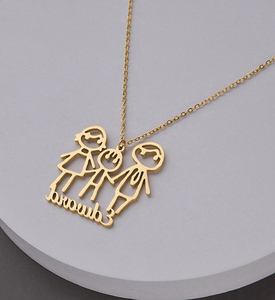 สร้อยคอชื่อสั่งทำส่วนตัว สแตนเลสสตีล สร้อยคอพร้อมลายวาดของเด็ก - Product Image 2