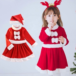 Nuovo Aggiornamento 2026: Costume da Babbo Natale Rosso per Bambine, Abbigliamento per Feste, Vestito Natalizio con Fascia per Capelli e <span class=keywords><strong>Mantello</strong></span> per Halloween - Product Image 1