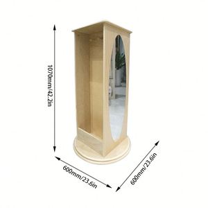 Wooden Children's Multifunctional Wardrobe Bookshelf Multi-Layer <b>Storage</b> Rotating Floor Mirror <b>Clothes</b> Hanging Sorting Gemma - Product Image 3