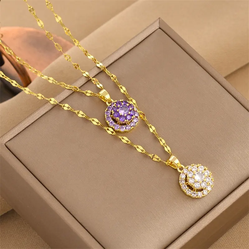 Collana con diamanti a farfalla in acciaio inossidabile placcato oro 18K collana con ciondolo gioielli disegni girocollo