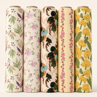 Tissu Popeline 100% Rayonne Écologique, Motif Floral Noir et Blanc, Idéal pour Robes Élégantes – Vente Chaude, Faible MOQ