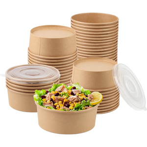 Tazones y Vasos de Papel Desechables para Sopa, Aptos para Alimentos, Biodegradables, para Llevar, Comida Rápida, Bocadillos, Galletas, Ensaladas, con Tapas - Product Image 1