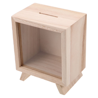 Boîte à monnaie en verre et bois non finie, tirelire artisanale, cadeau, tirelire de voyage, tirelire d'aventure, tirelire de rêve pour économiser des pièces de monnaie