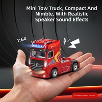 Truk Kontainer RC Skala 1/64 HUVELON, Traktor Trailer, Kontrol Proporsional, Remote 2.4GHz, Lampu LED, Kelas Hobi