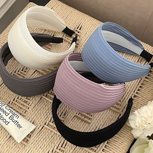 Diadema de Color sólido a la moda MIO, diadema de <span class=keywords><strong>maquillaje</strong></span> para lavarse la cara, diadema ancha antideslizante de estilo coreano para mujeres y niñas, tocado - Product Image 3