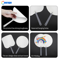 Éventail Vierge de Sublimation pour Promotion Publicitaire d'Été, Rond en Plastique PVC, Personnalisation Culturelle, Impression à Sublimation, Éventails Blanches