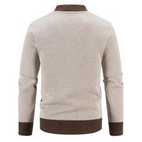 Herren-Plüsch-Strickjacke mit Stickerei und Reißverschluss – Modische, einfarbige und vielseitige Strickwaren-Oberbekleidung