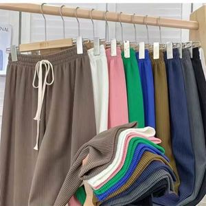 I-0288 Women <b>Boot</b> Cut Loose Formal Pant Elastic Straight <b>Trousers</b> Drawstring High Waist Solid Color Long Waterproof Eco-Friendly - Product Image 2