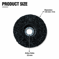 Disque de décapage noir en polyéthylène de 5 pouces (125 mm) avec trou de 22 mm, roue de nettoyage souple pour meuleuse d'angle, pour le décapage de colle et de peinture légère